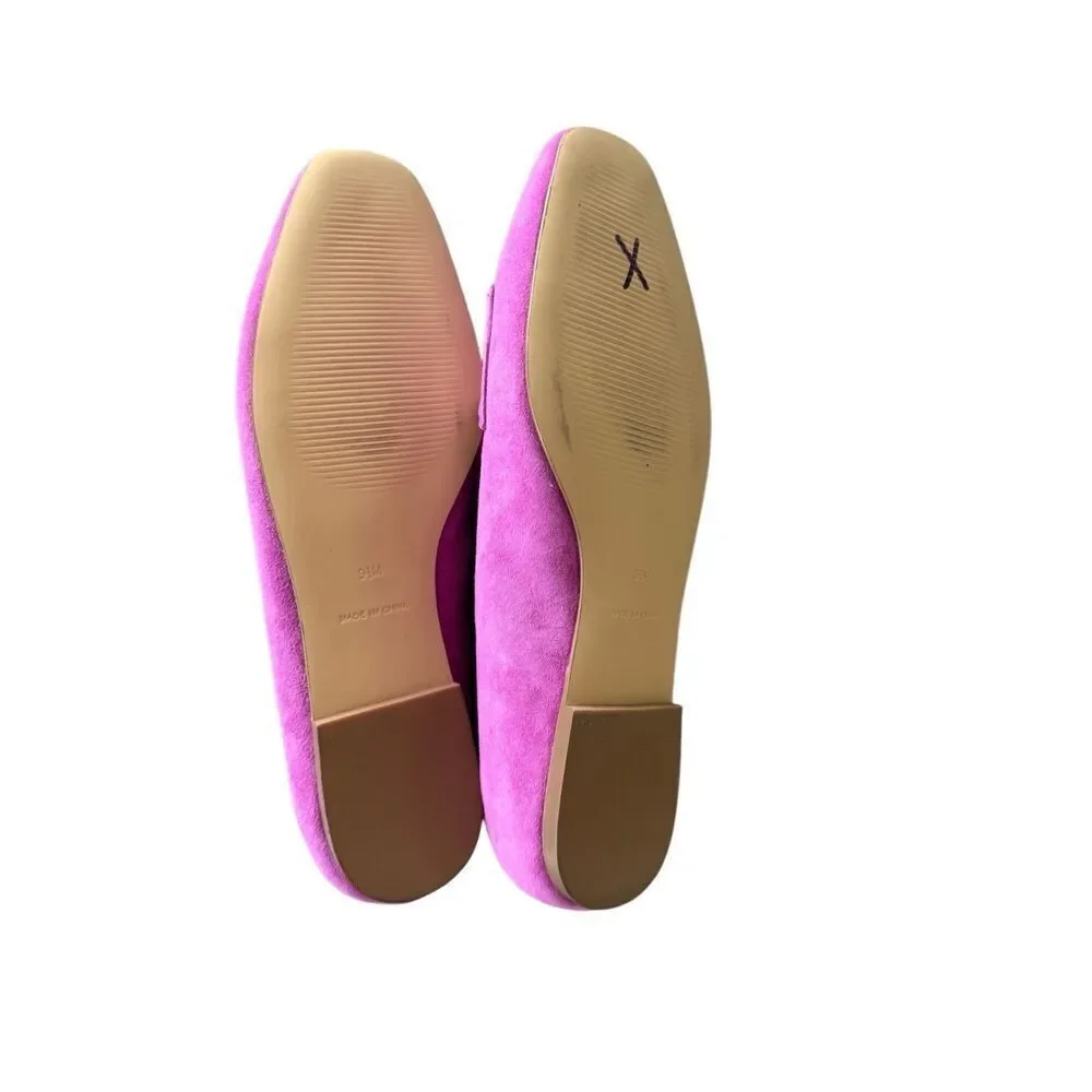 Talbots Womens Fushia Pink Suede Stella Twist Ballet Flats Loafers Size 9.5